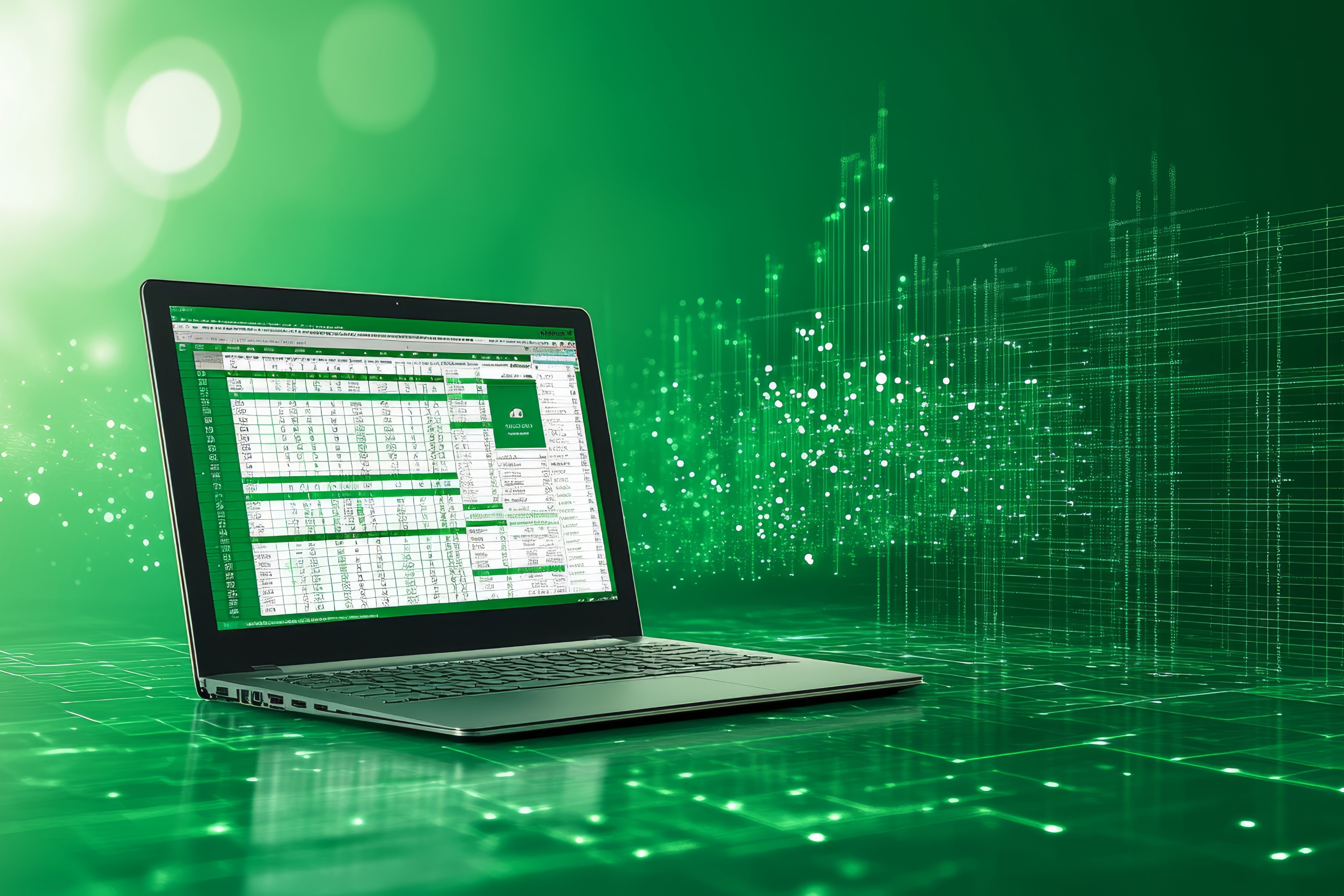 Computer with open excel programme