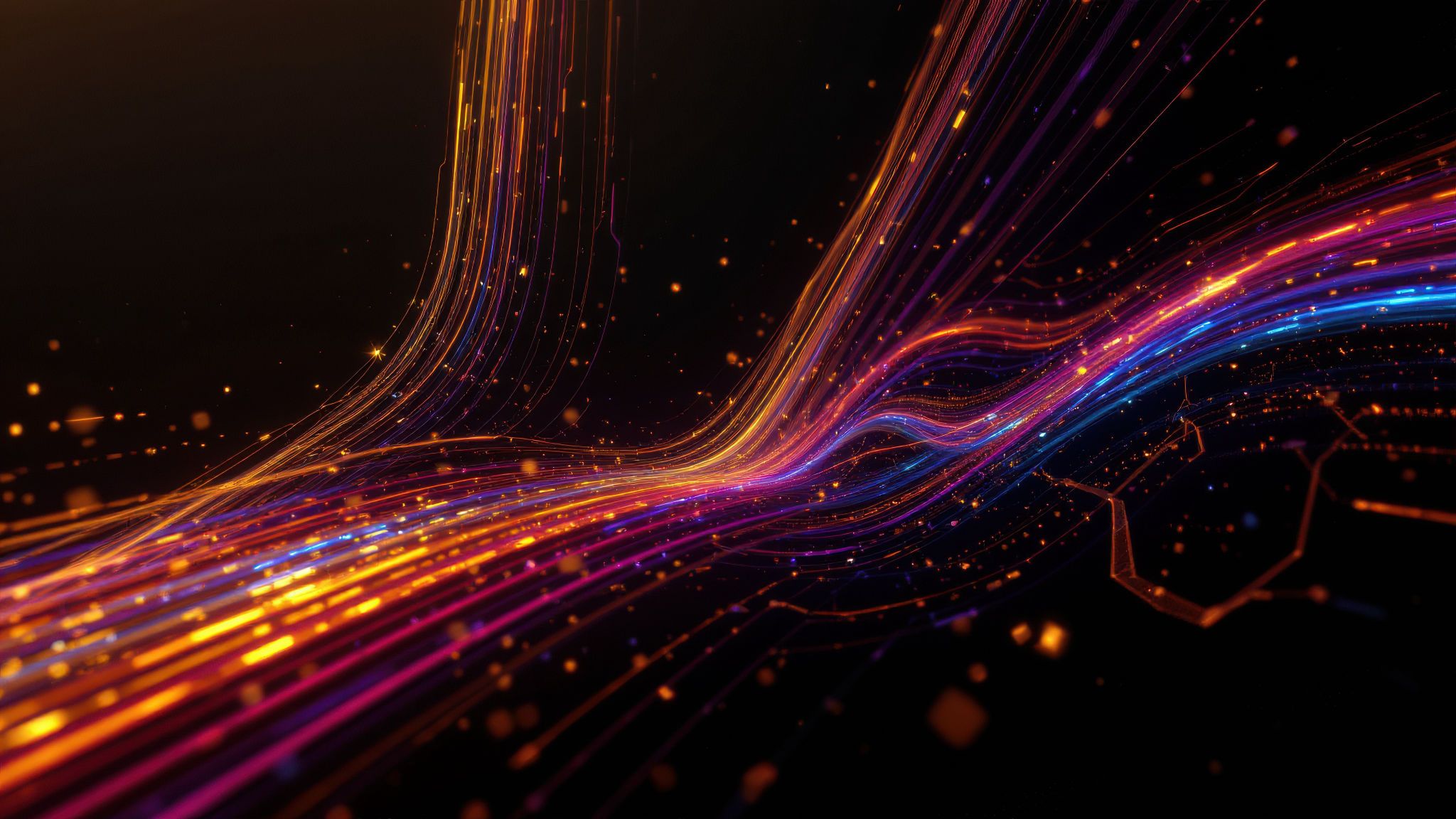 A colorful web on lines