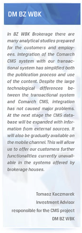 Comarch CMS in BZ WBK Brokerage - testimonials