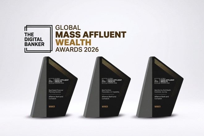 Alliance Bank and Comarch Global Mass Affluent Wealth Awards 2026 plaques