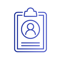 Clipboard icon with a person’s profile and data lines, representing a life insurance policy or personal record.