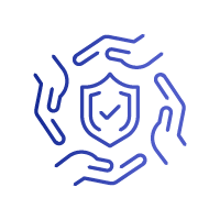 Protective hands surrounding a shield with a checkmark, illustrating comprehensive health insurance and security.