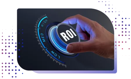 Hand turning a&nbsp;glowing blue control knob labeled ROI to&nbsp;the High setting.