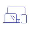 Line icon showing a laptop and a smartphone, representing multi-device accessibility and digital insurance.