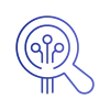 Magnifying glass focused on a digital circuit pattern, representing data insights and system analysis.
